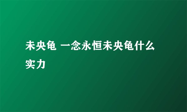 未央龟 一念永恒未央龟什么实力
