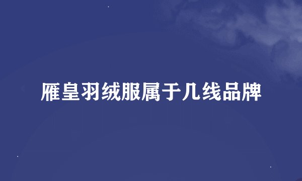 雁皇羽绒服属于几线品牌