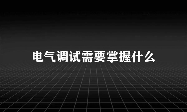 电气调试需要掌握什么