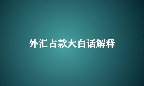 外汇占款大白话解释