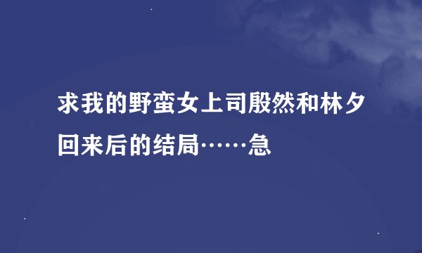 求我的野蛮女上司殷然和林夕回来后的结局……急