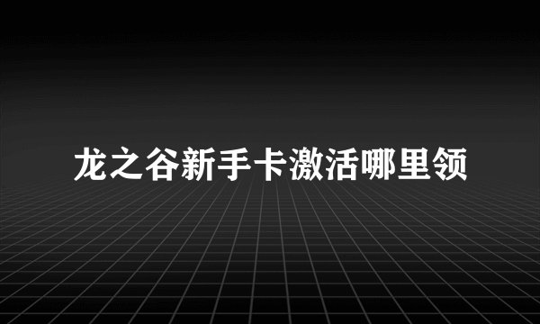 龙之谷新手卡激活哪里领