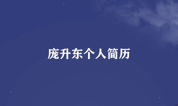 庞升东个人简历