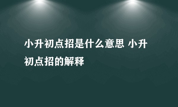 小升初点招是什么意思 小升初点招的解释