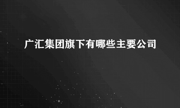 广汇集团旗下有哪些主要公司