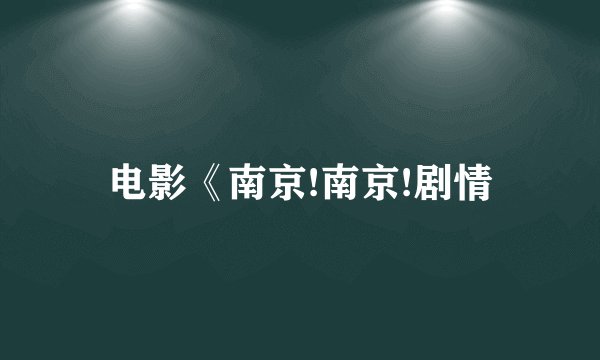 电影《南京!南京!剧情