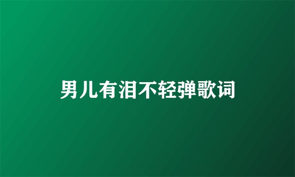 男儿有泪不轻弹歌词