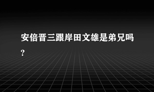 安倍晋三跟岸田文雄是弟兄吗?