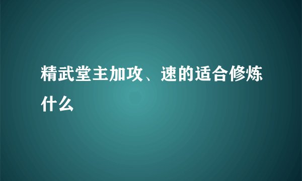 精武堂主加攻、速的适合修炼什么