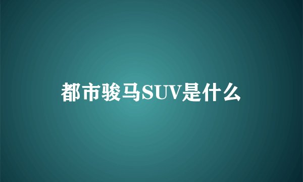 都市骏马SUV是什么