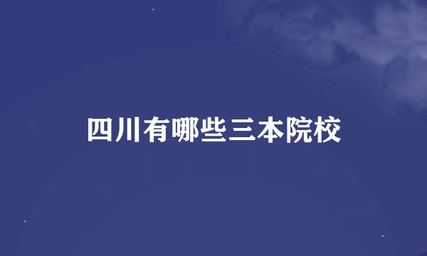四川有哪些三本院校