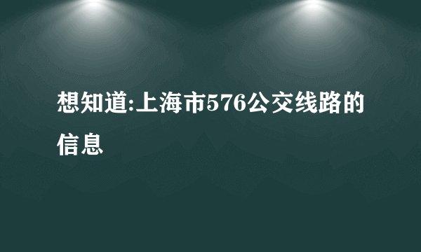想知道:上海市576公交线路的信息