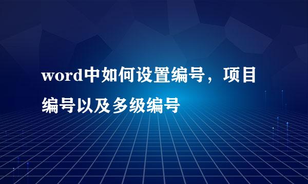 word中如何设置编号，项目编号以及多级编号