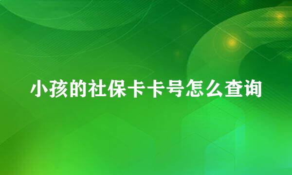 小孩的社保卡卡号怎么查询