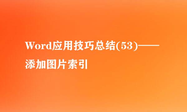 Word应用技巧总结(53)——添加图片索引