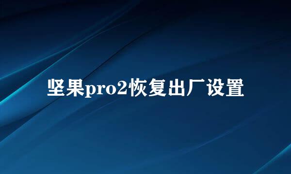坚果pro2恢复出厂设置