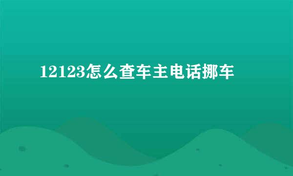12123怎么查车主电话挪车