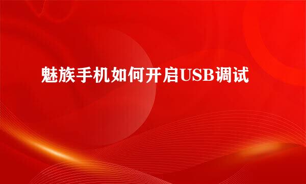 魅族手机如何开启USB调试