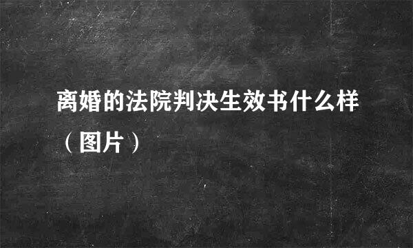 离婚的法院判决生效书什么样（图片）