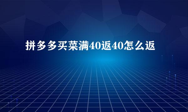 拼多多买菜满40返40怎么返