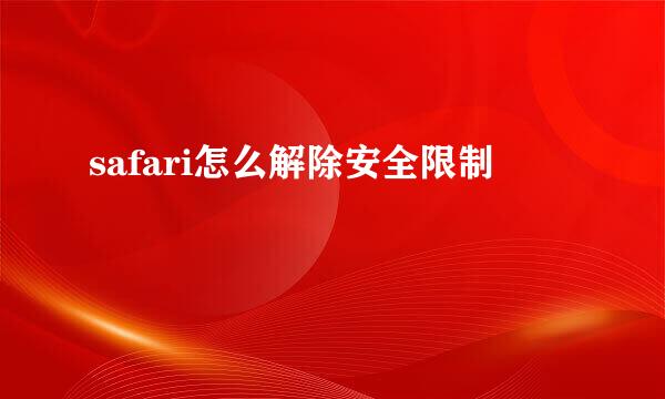 safari怎么解除安全限制