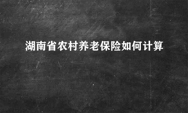 湖南省农村养老保险如何计算