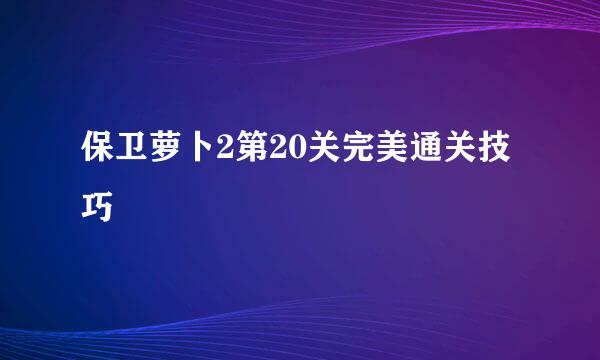 保卫萝卜2第20关完美通关技巧