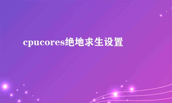 cpucores绝地求生设置