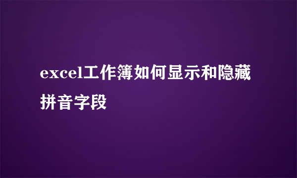 excel工作簿如何显示和隐藏拼音字段