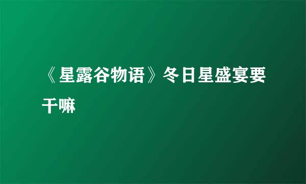 《星露谷物语》冬日星盛宴要干嘛
