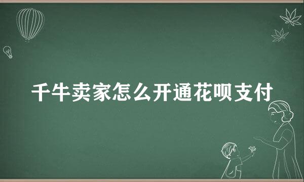 千牛卖家怎么开通花呗支付