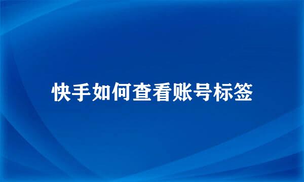 快手如何查看账号标签