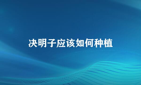 决明子应该如何种植