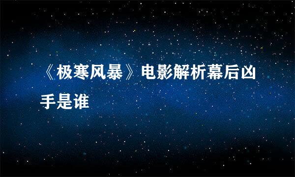 《极寒风暴》电影解析幕后凶手是谁