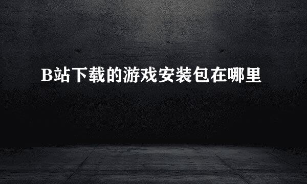 B站下载的游戏安装包在哪里