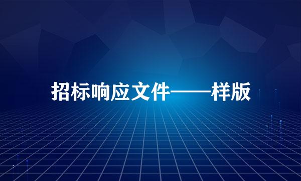 招标响应文件——样版