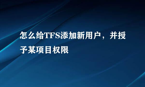 怎么给TFS添加新用户，并授予某项目权限