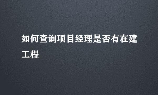 如何查询项目经理是否有在建工程