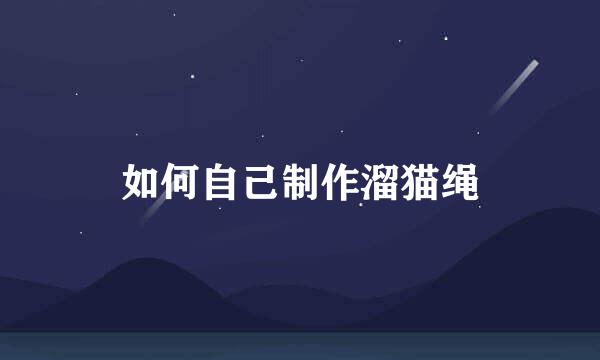 如何自己制作溜猫绳