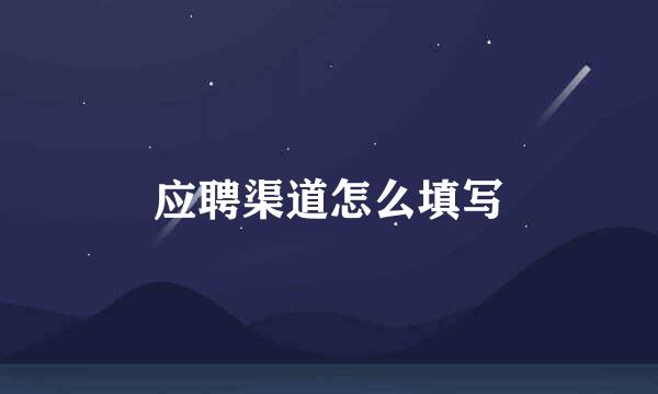 应聘渠道怎么填写