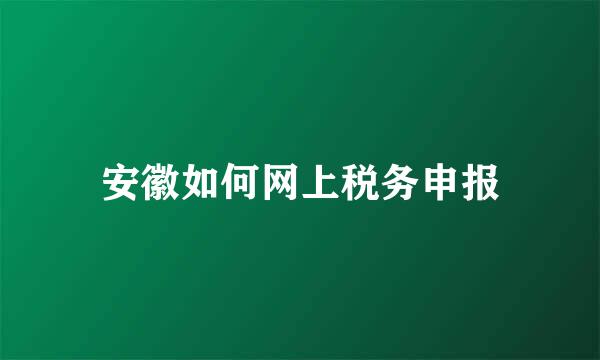 安徽如何网上税务申报