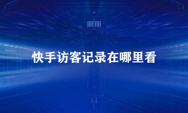 快手访客记录在哪里看
