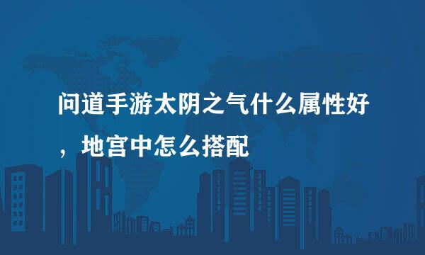问道手游太阴之气什么属性好，地宫中怎么搭配