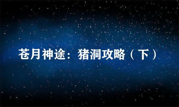 苍月神途：猪洞攻略（下）