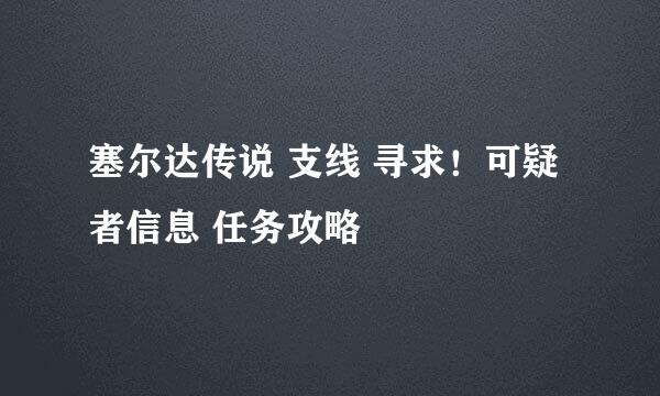 塞尔达传说 支线 寻求！可疑者信息 任务攻略