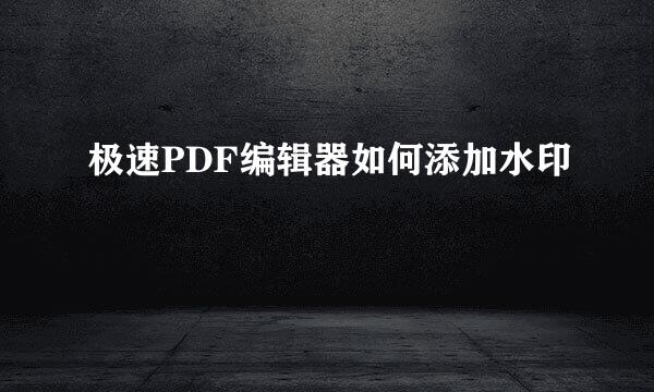 极速PDF编辑器如何添加水印