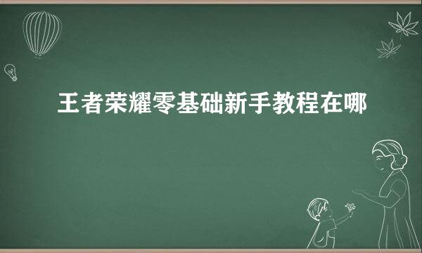 王者荣耀零基础新手教程在哪