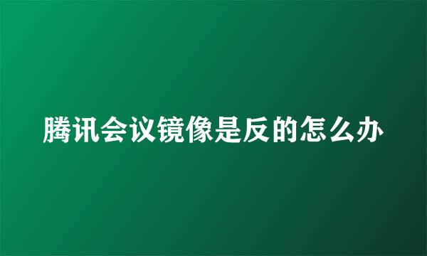 腾讯会议镜像是反的怎么办
