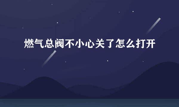 燃气总阀不小心关了怎么打开