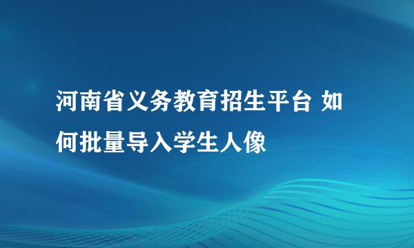 河南省义务教育招生平台 如何批量导入学生人像